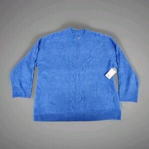 NEW Croft Barrow Womens Sweater Pullover Half Zip 2X Light Blue